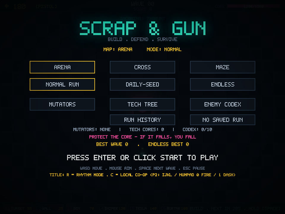 SCRAP & GUN title screen