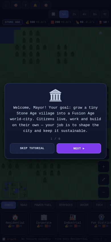 The in-game tutorial card guiding the player through the first steps