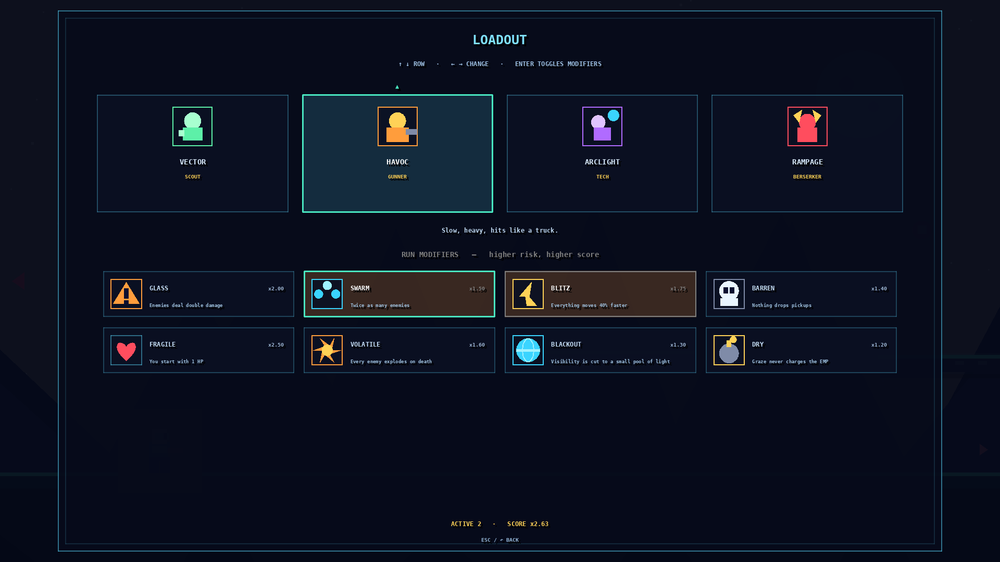 Neon Runner loadout screen