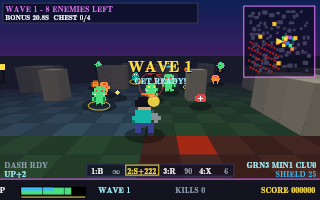Combat in a procedurally generated arena
