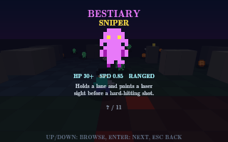 The in-game bestiary codex
