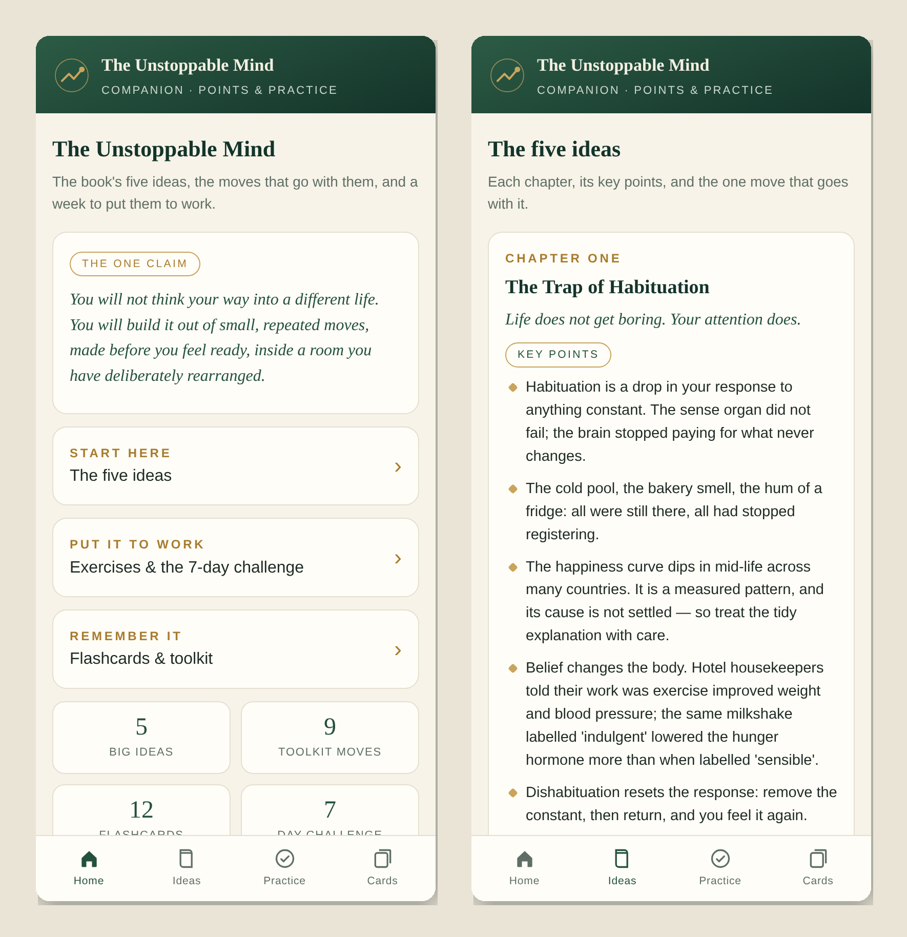Preview of The Unstoppable Mind companion app